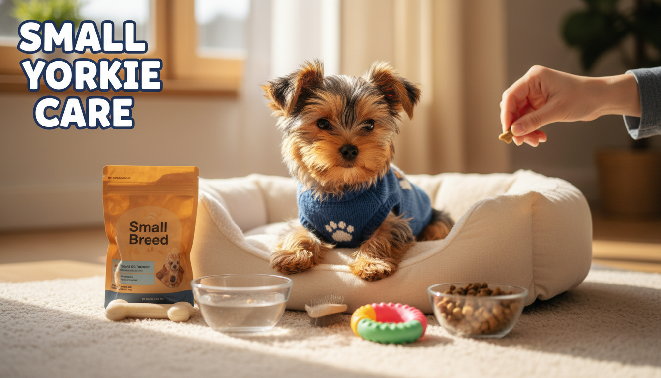 Alert small Yorkshire Terrier, symbolizing awareness of Yorkie health symptoms and proactive care.